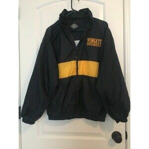 Wingate University Bulldogs Men's Full Zip Wind Jacket Lined Size S Blue Gold